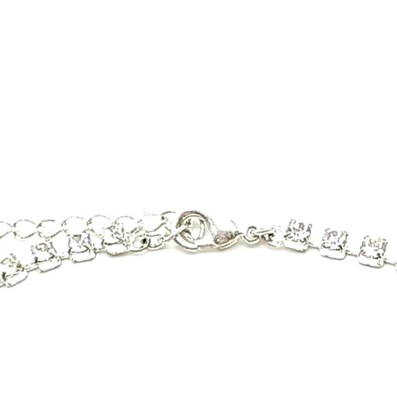 Crystal Rhinestone Choker Necklace Silver-tone Rhodium Plated - Picture 7 of 13